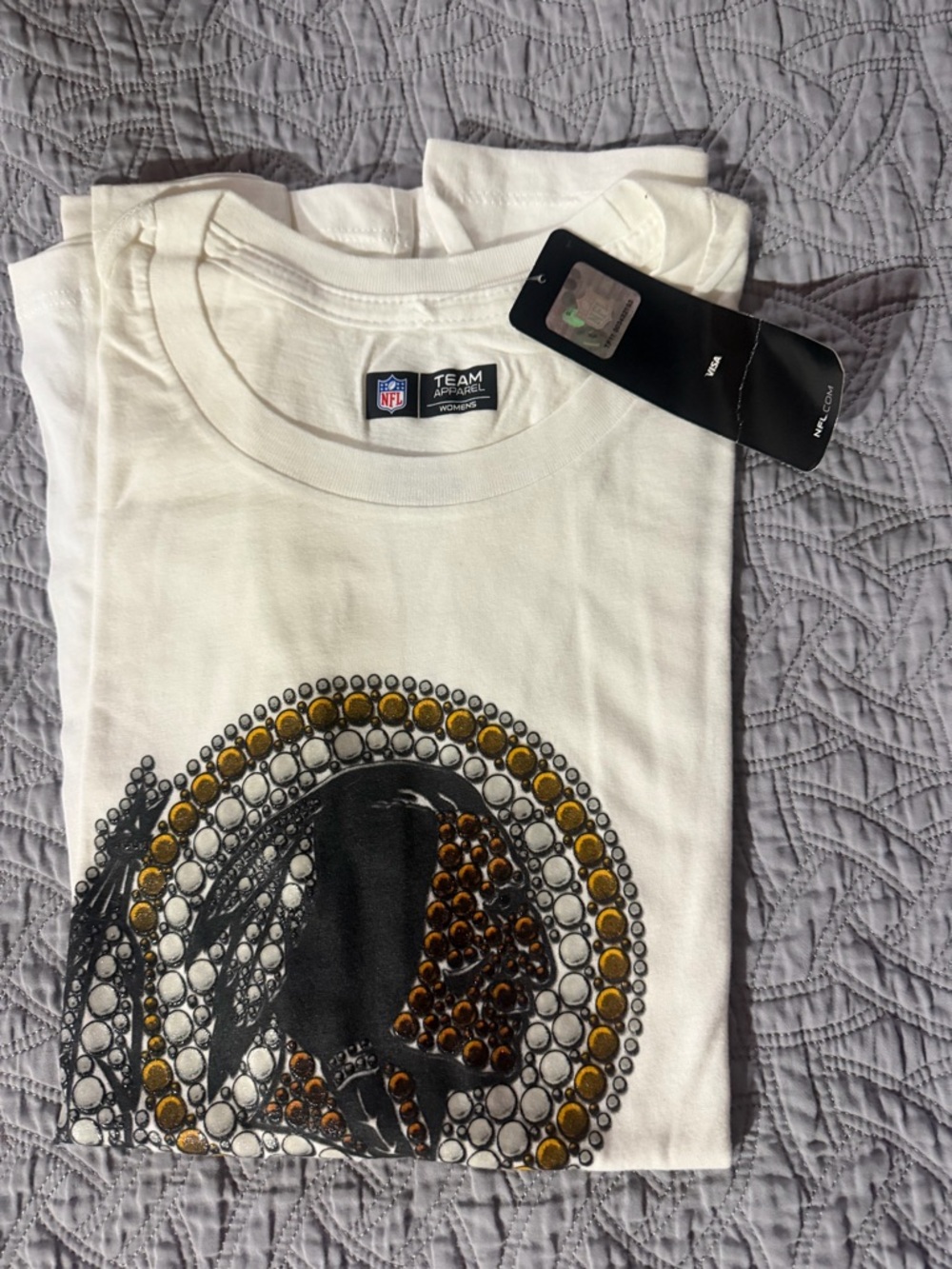 NFL Team Apparel White Tee with Black Logo Accents
